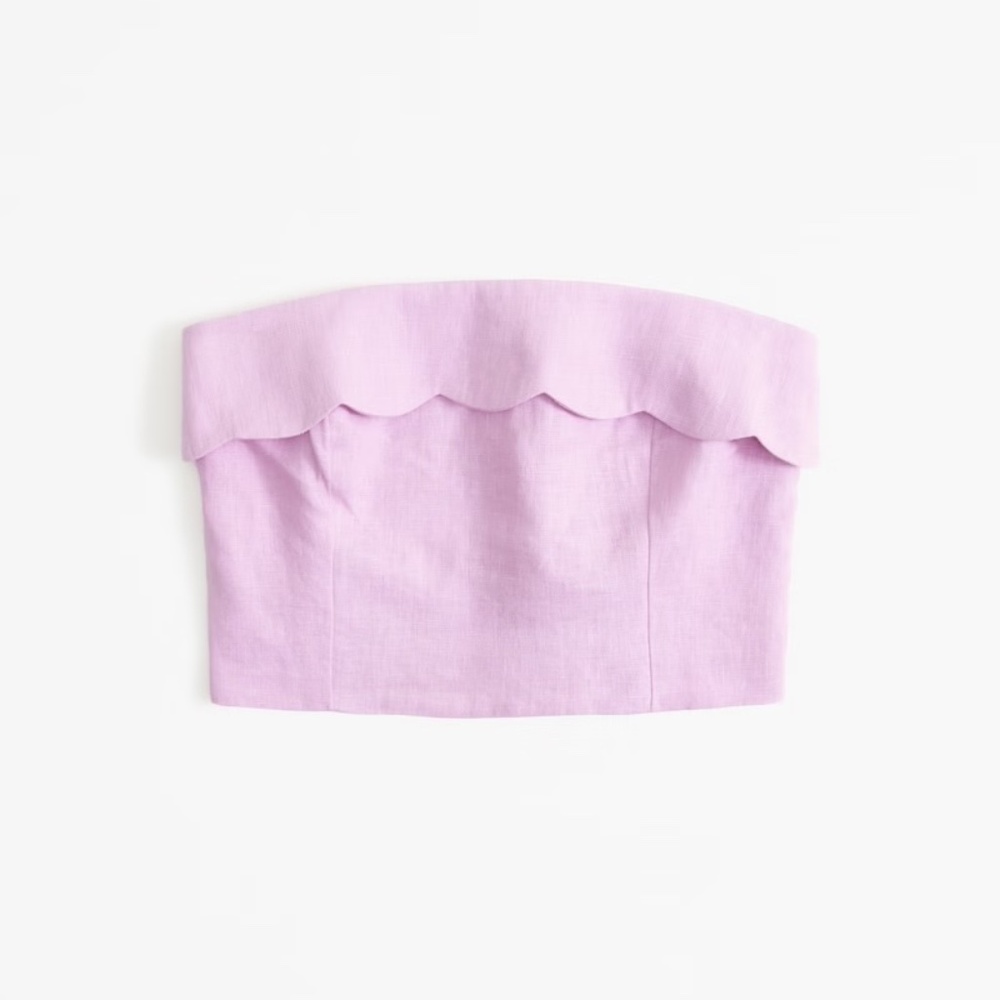 Premium Linen Strapless Scallop Set Top